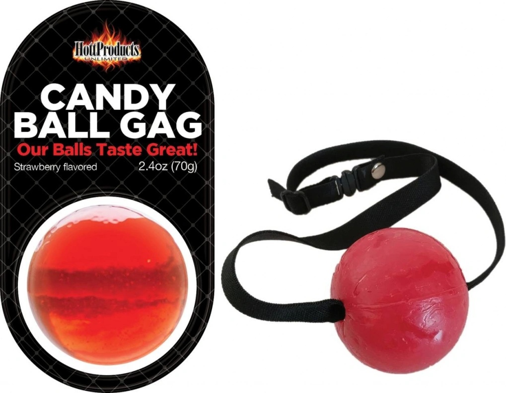 Sladký jedlý roubík s jahodovou příchutí Candy Ball Gag (70 g) - Heureka.cz