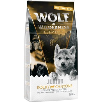 Wolf of Wilderness 2х12кг Junior Rocky Canyons Wolf of Wilderness, суха храна за кучета с говеждо