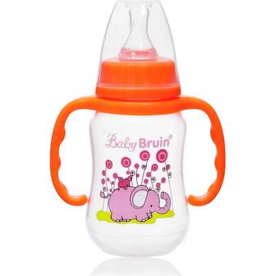 Baby Bruin kojenecká fľaša bez BPA s uškom oranžová 125 ml