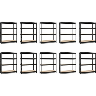 Mamutex Heavy Regál 180 x 120 x 45 cm 4 police černý 10 ks