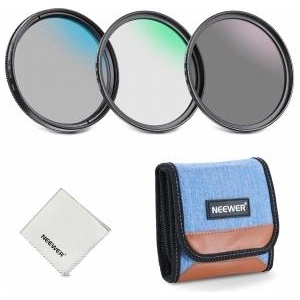 NEEWER 72 mm UV/CPL/ND lens filter set, UV protection + circular polarizing filter + gray filter (ND8) camera lens filter set with multi-coated optical glass, slim frame and storage box - 10106146