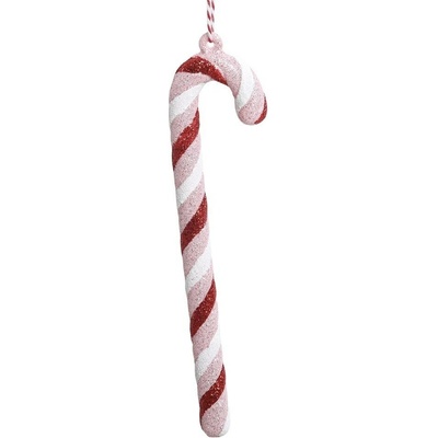 Růžová vánoční ozdoba cukrová hůl Candy Cane 4*1*17 cm Chic Antique