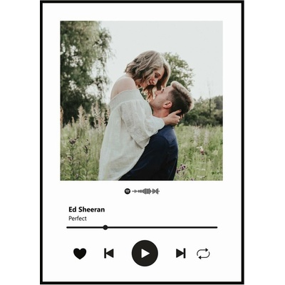 Jen tak z lásky Plakát Vaše písnička s fotkou Rozměr plakátu: 30 x 40 cm, Barevná varianta: Bílá, Kód k přehrání hudby: Spotify Premium kód