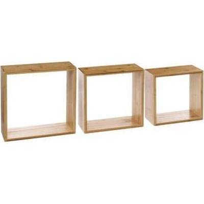 Sada 3 bambusových polic Cube