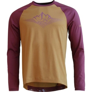 Zimtstern Мъжка фланелка с дълъг ръкав за колоездене Zimtstern Pureflowz Shirt L/S Cycling jersey - Golden Brown / Windsor Wine (056-3321-0512)