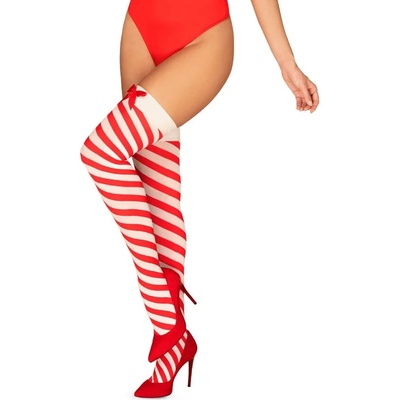 Коледни чорапи, червени и бели ленти - Kissmas Stockings L/XL (OBSES01951)
