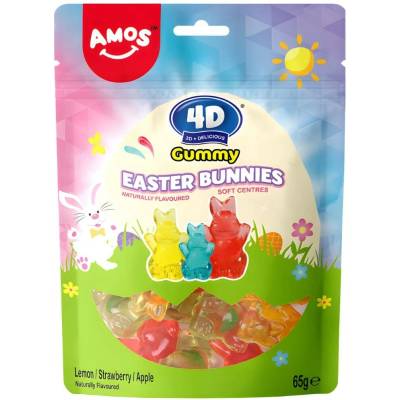 AM Assorted Fruit Easter Bunnies 4D Gummy 65 g