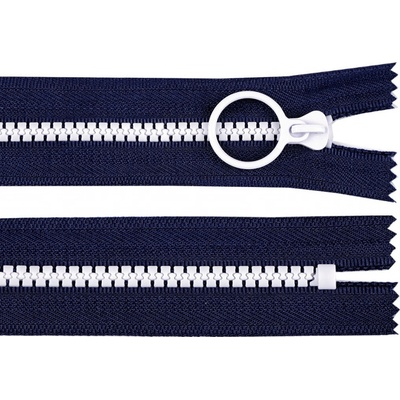 Prima-obchod Kostěný zip barevný No 5 délka 25 cm s ozdobným jezdcem, barva 13 (330) modrá tmavá bílá