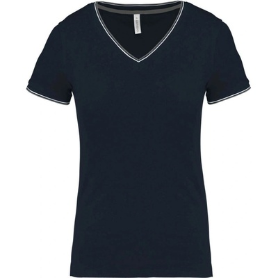 KARIBAN VINTAGE V-NECK K394 navy/light grey/white