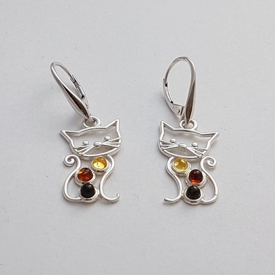 ibeauty jantarové náušnice kočka J-602E-U