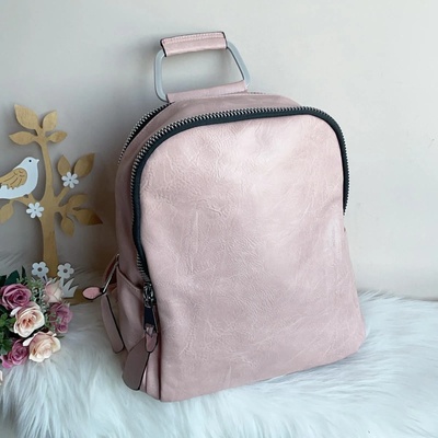 Розова раница с метална дръжка модел-8104