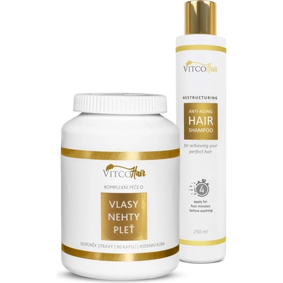 VitcoHair Kapsle 90 kapslí + VitcoHair Shampoo pro maximální efekt 250 ml dárková sada