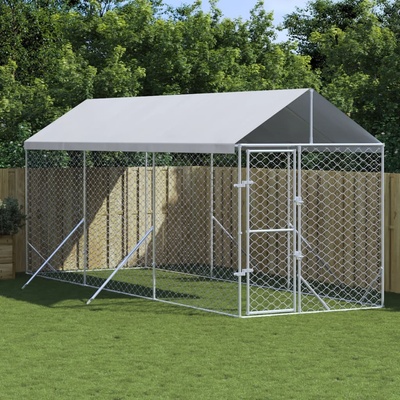 vidaXL Venkovní psí kotec se střechou stříbrný 200 x 600 x 250 cm ocel 9799.3190483
