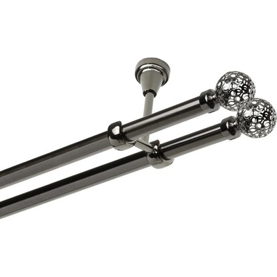 OK-GarnýžeCZ - Garnýž kovová dvouřadá 19mm Koule retro double onyx 400 cm do stropu / na tunýlek - bez kroužků