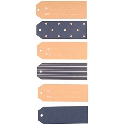 Det Gamle Apotek Visačky na dárky Crown Blue / Nordic Christmas - set 12 ks, modrá barva, papír