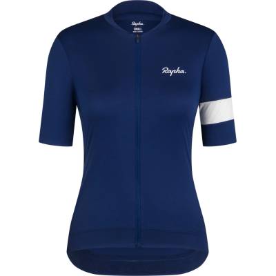 Rapha Дамска фланелка с къс ръкав за колоездене Rapha Women's Core Jersey Cycling jersey - Blue / White Stripe - размер XXS (156-2650-0712)