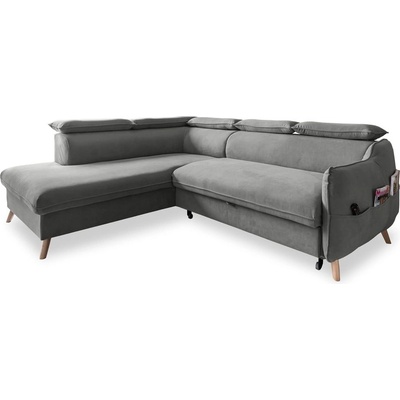 Miuform Ъглов разтегателен диван от светлосиво кадифе (ляв ъгъл) Sweet Harmony - Miuform (829MO244)