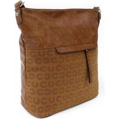 Hnedá elegantná dámska zipsová kabelka s perforáciou Zebinah