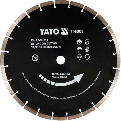 Yato Kotúč rezný diamantový segmentovaný 350 × 25,4 × 3,4 mm