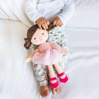 BabyOno Bábika maznáčik Polly, smotanové šaty