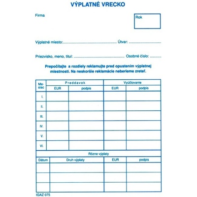Igaz 75 Výplatné vrecko, C6