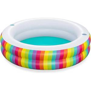 Bestway Басейн надуваем, детски, 206x51 см, Bestway 54443 Rainbow Dreams, с поставки за чаши (54443)