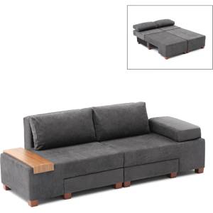 TopMebel Триместен диван Perenna TopMebel от плат в антрацит 233x93x83cm