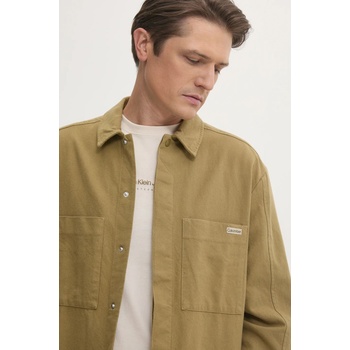 Calvin Klein Памучна риза Calvin Klein Jeans мъжка в зелено със свободна кройка с класическа яка J30J327108 (J30J327108)