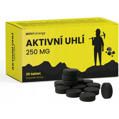 MOVit Energy Aktivní uhlí 250 mg 20 tablet – Hledejceny.cz