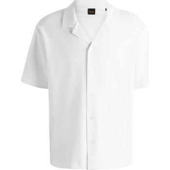 Image 1 of HUGO BOSS Men's Embroidered Waffle Bowling Shirt - Natural 106