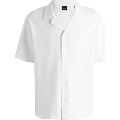 HUGO BOSS Men's Embroidered Waffle Bowling Shirt - Natural 106