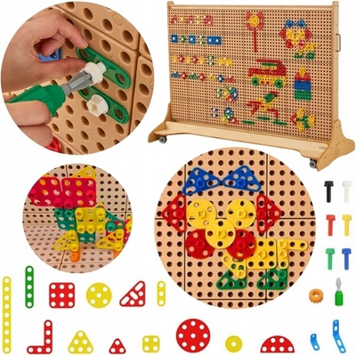 Masterkidz Sada blokov geometrických tvarov pre STEM nástenné panely 260 ks