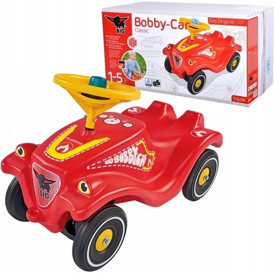 BIG auto Bobby Car Classic Požiarnik červené so zvukom a svetlom a nálepkami v rôznych jazykoch