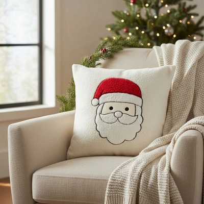 Home Styling Collection vankúš vánoční vzor bílý 44x44