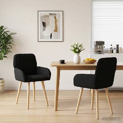 vidaXL Обедени столове 2 pcs Текстил Черно 56, 5 x 50 x 87, 5 см (42034287)