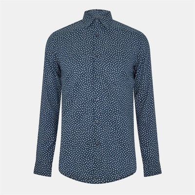HUGO BOSS Men's Roger F Plain Long-Sleeve Shirt - Dark Blue