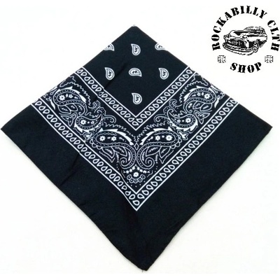 Rocka Oldschool Black White Pattern šátek černý