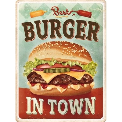 Postershop Plechová cedule: Best Burger in Town - 30x40 cm