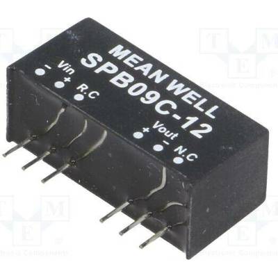 MEAN WELL SPB09C-12 Měnič: DC/DC; 9W; Uvst: 36÷75VDC; Uvýst: 12VDC; Ivýst: 0÷750mA; SIP8