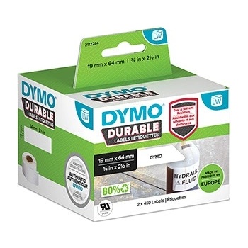 DYMO полипропиленови етикети 64мм x 19мм, бели, за баркодове, 2x450 бр, 2112284 (2112284)