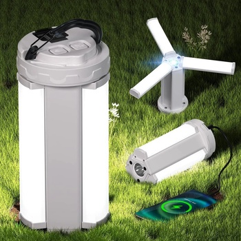 Сгъваема къмпинг лампа с двоен източник на светлина, фенер и прожектор - x6608 (x6608)