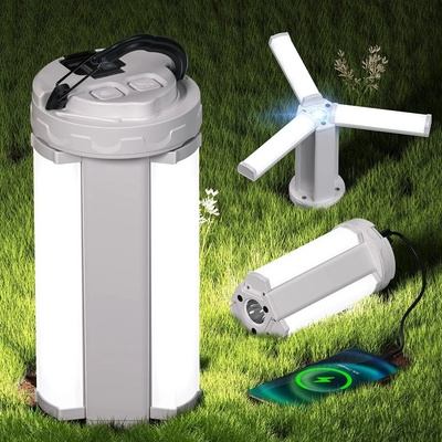 Сгъваема къмпинг лампа с двоен източник на светлина, фенер и прожектор - x6608 (x6608)