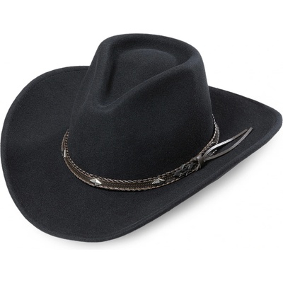 Stars and Stripes Westernový černý klobouk s koženým řemínkem Dallas – Zboží Mobilmania