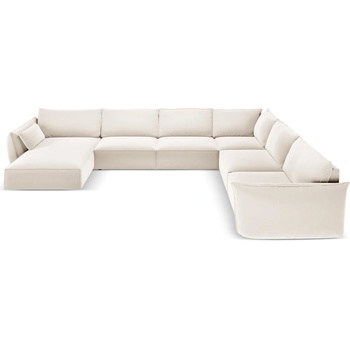 Mazzini Sofa Бежов кадифен ъглов диван (десен ъгъл/U форма) Vanda - Mazzini Sofas (MAZ_UR_51_F1_VANDA1)