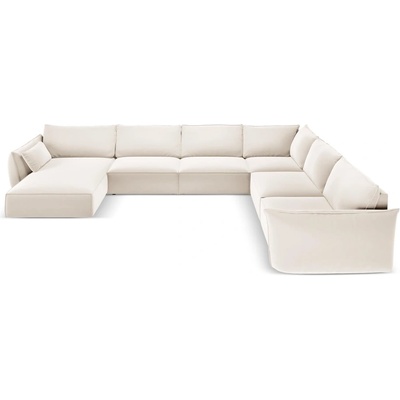 Mazzini Sofa Бежов кадифен ъглов диван (десен ъгъл/U форма) Vanda - Mazzini Sofas (MAZ_UR_51_F1_VANDA1)