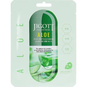 Jigott Aloe Real Ampoule Mask - Маска за лице с екстракт от алое 1бр. /27мл