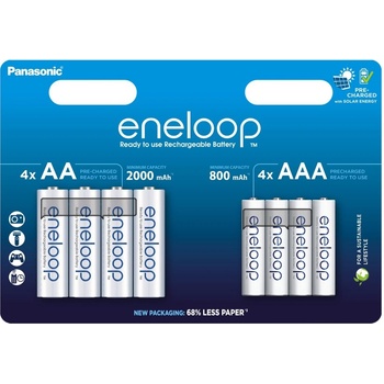 Panasonic Eneloop AA 2000mAh 4ks, AAA 800mAh 4ks BK-KJMCDE44E