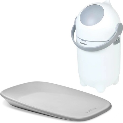 Nattou Kôš na plienky Dropy a prebaľovacia podložka Softy White/Grey 50x70 cm