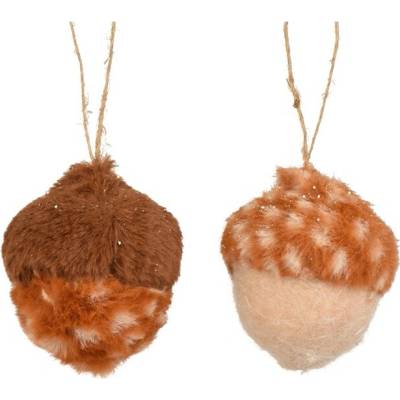 Decoris NENURODYTA_V Vánoční hračka na stromeček Kožešinový žalud, hnědý, 9 cm