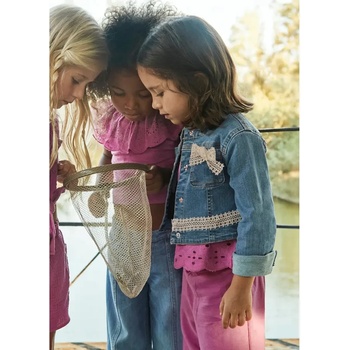 MAYORAL Яке деним с гипюр в изпран нюанс за мини момиче Майорал